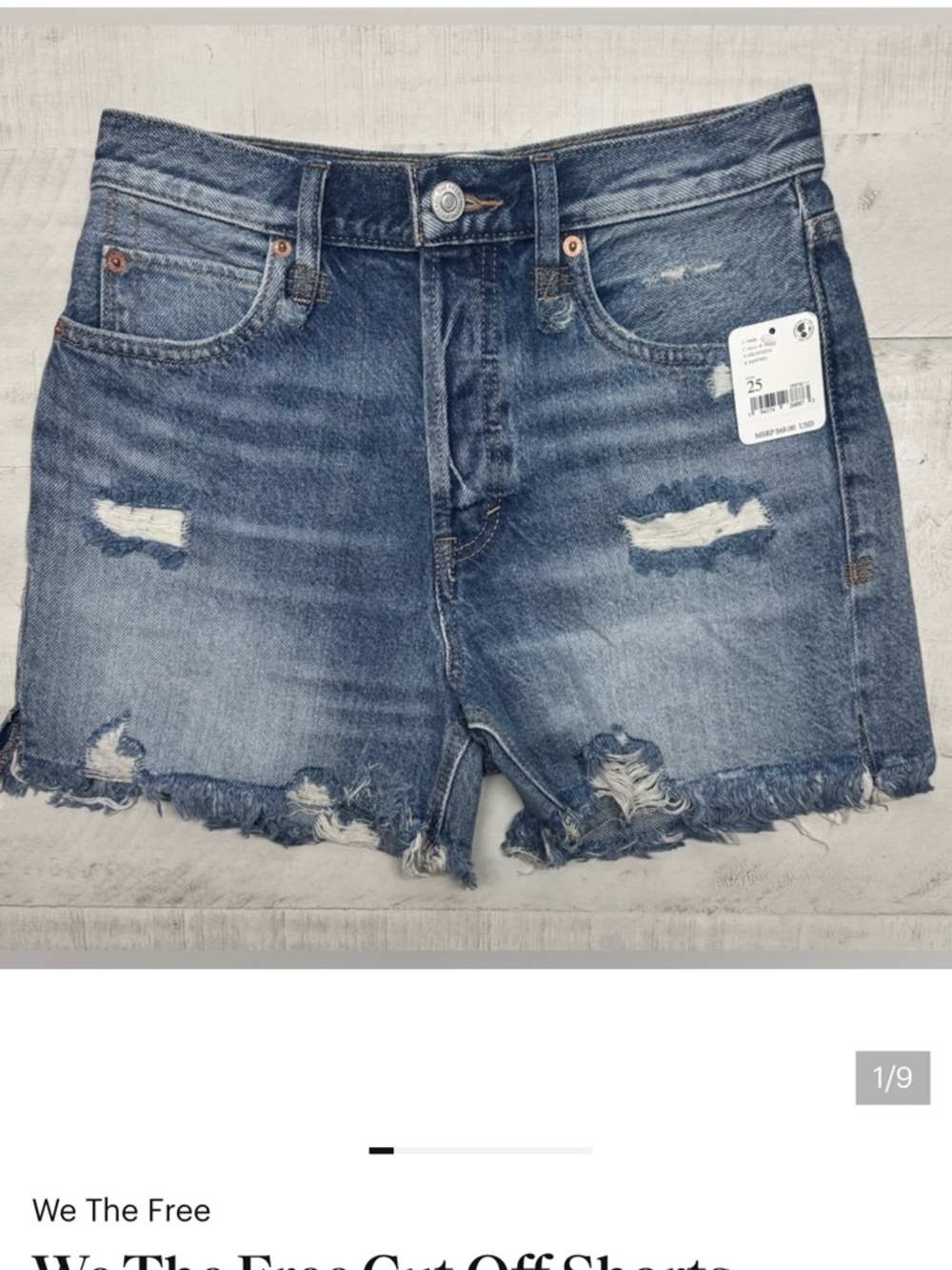 We The Free Cut Off Shorts Womens Button Front (Tag 25") Medium Wash OBI072234